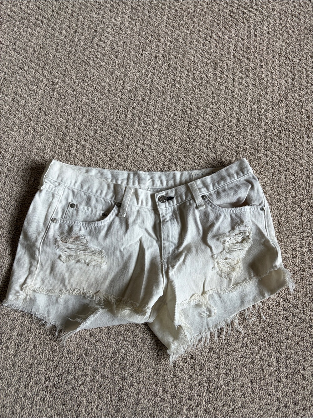 rag & bone White Distressed Denim Cutoff Shorts